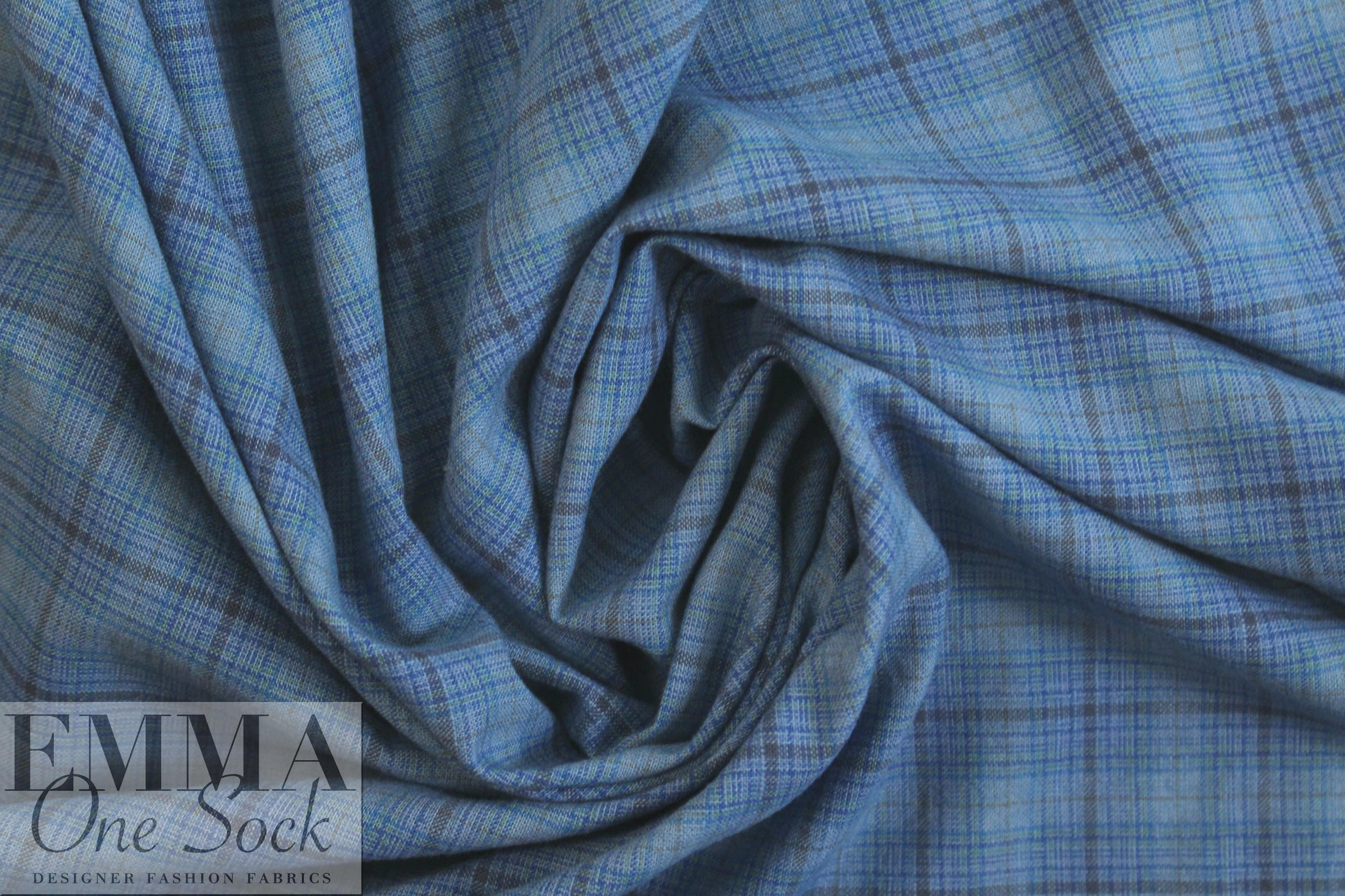 CA designer blues yarn dyed plaid cotton shirting