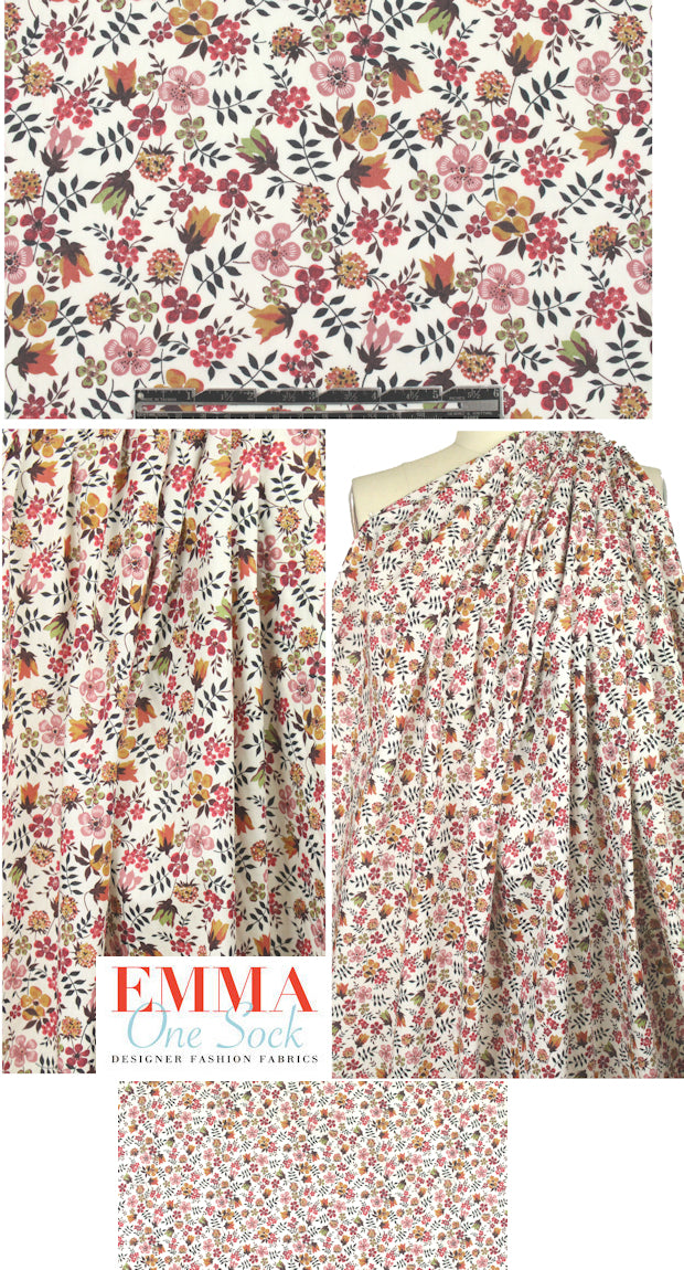 Liberty autumn tones floral cotton lawn
