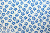 NY designer blue leaf stamp on white cotton shirting 1.5 yds