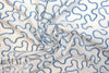 NY designer blue serpentine on white cotton shirting 1.5 yds