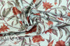 NY designer mint/brick floral cotton shirting 2 yds
