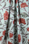 NY designer mint/brick floral cotton shirting 2 yds