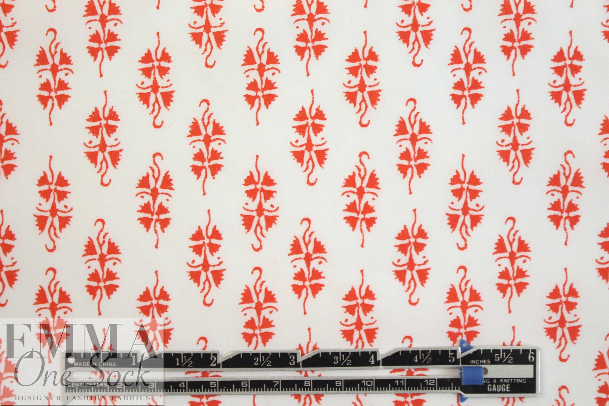NY designer mistletoe motif cotton stretch shirting
