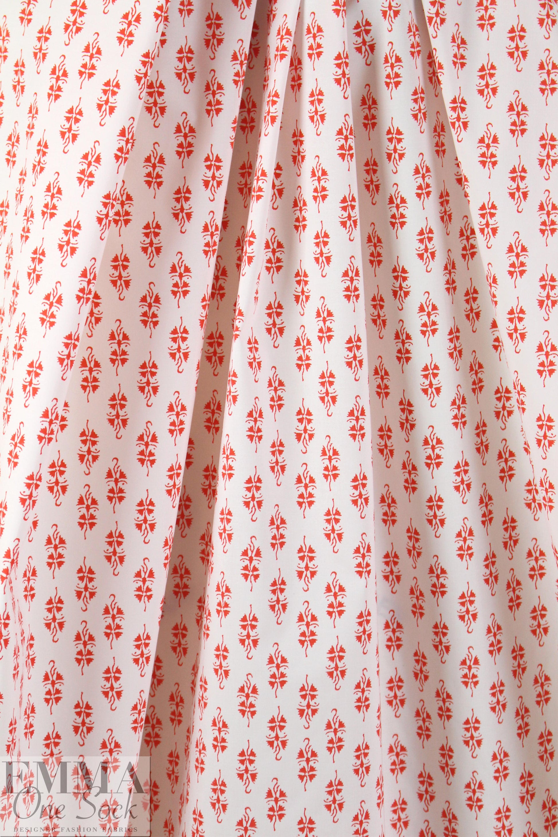NY designer mistletoe motif cotton stretch shirting