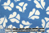 NY designer white leaf stamp on blue cotton shirting 2 yds