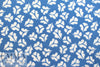 NY designer white leaf stamp on blue cotton shirting 1.5 yds