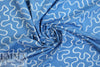 NY designer white serpentine on blue cotton shirting 1.2 yds