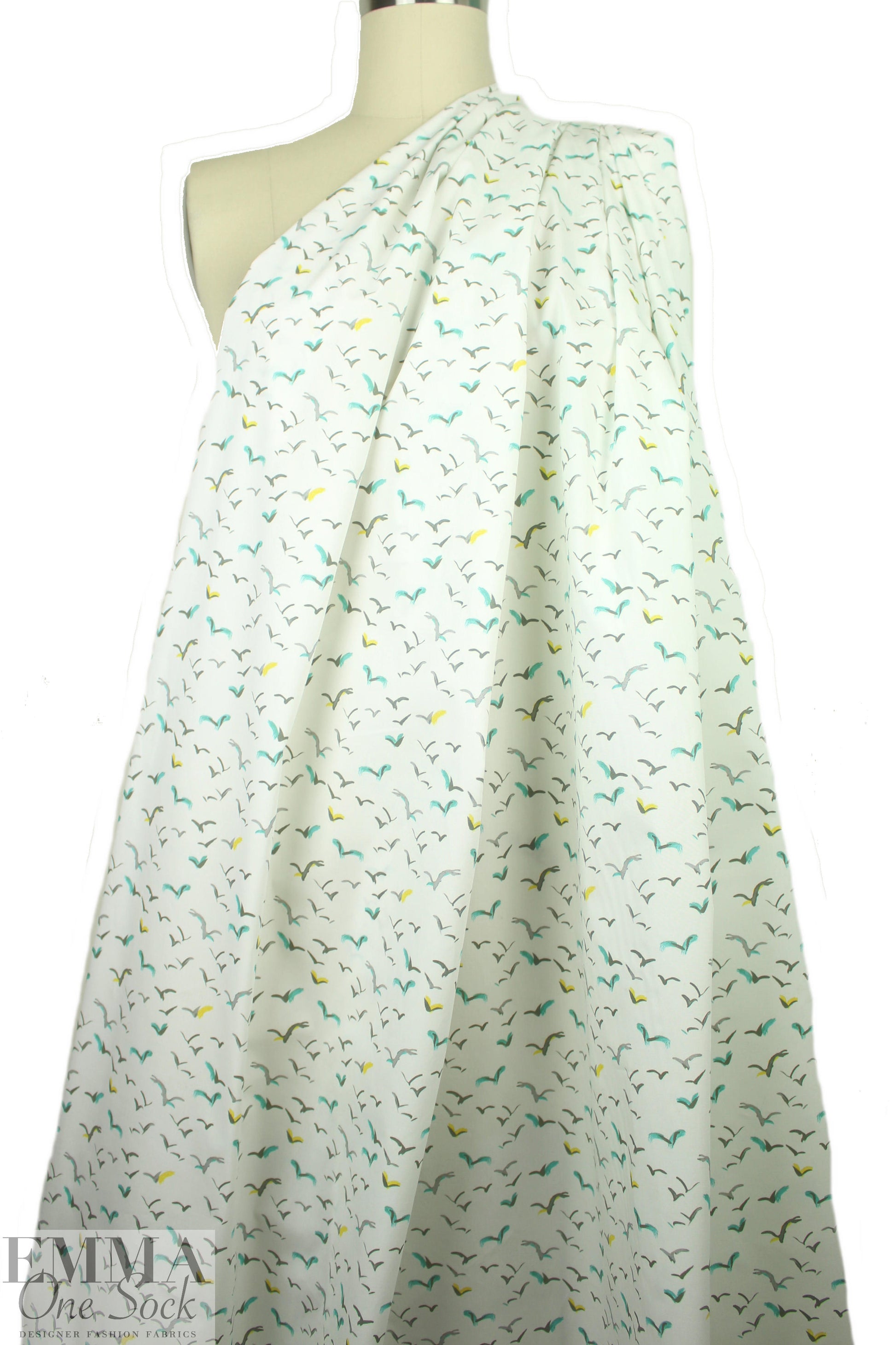 NY designer 'flying south' cotton stretch woven