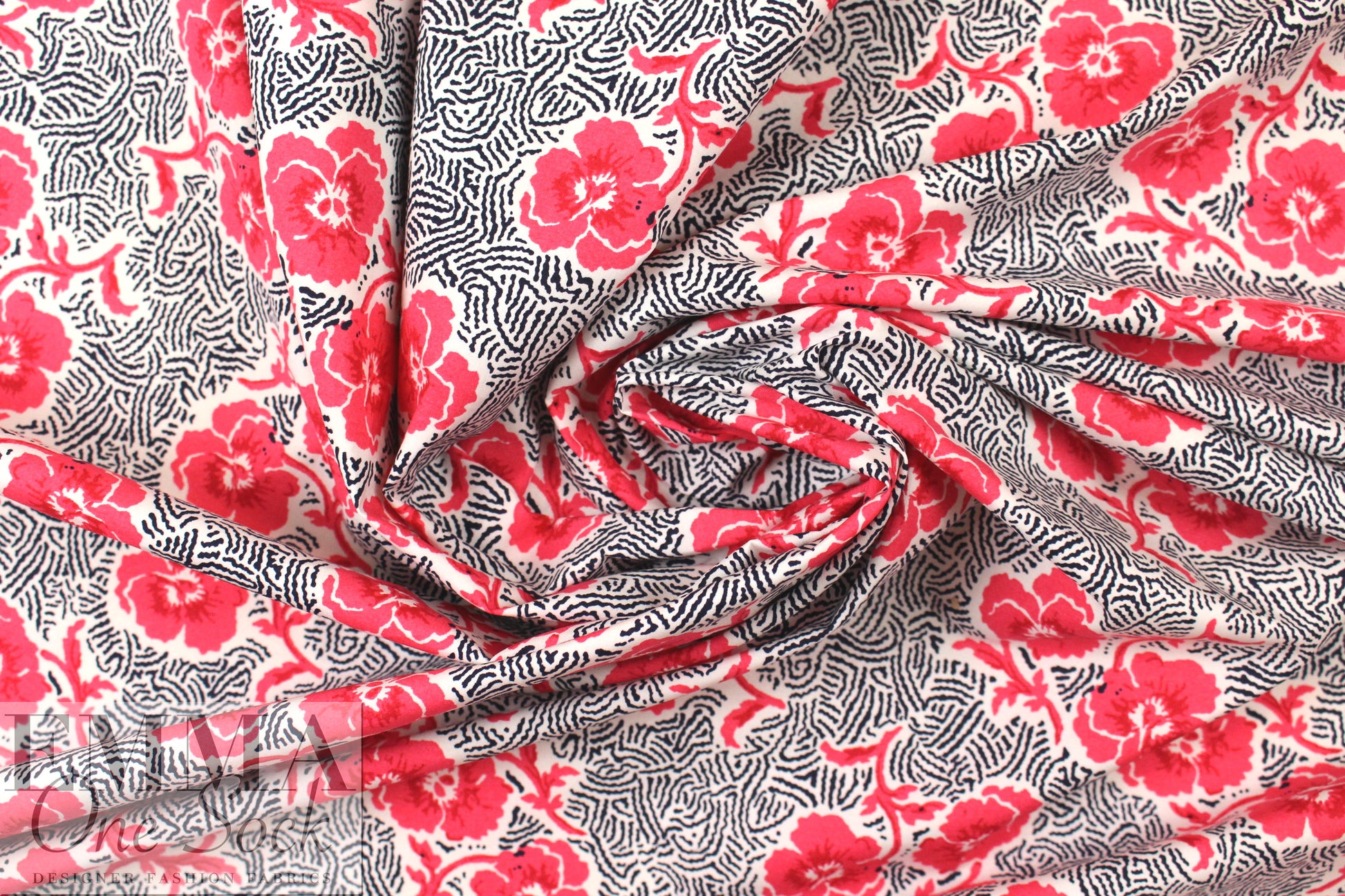 NY designer flowery maze cotton poplin
