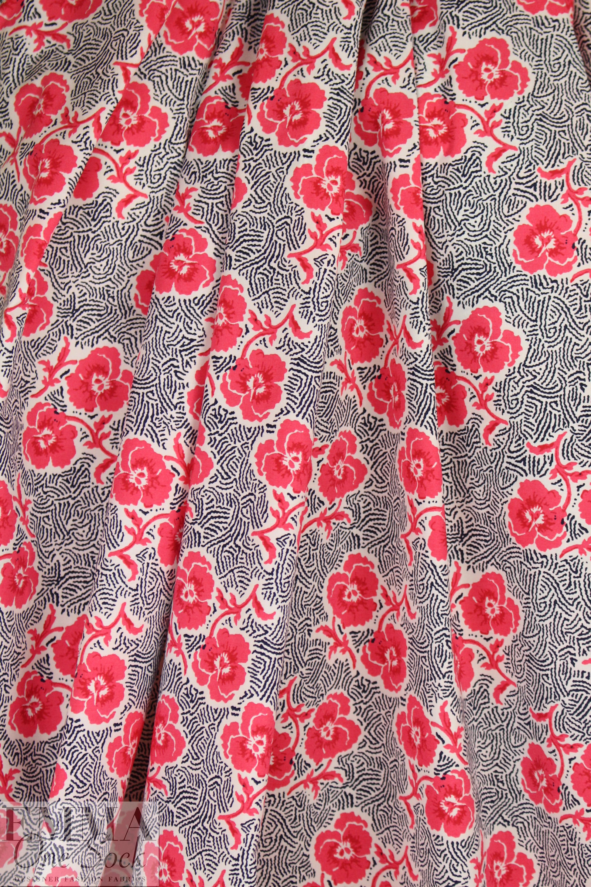 NY designer flowery maze cotton poplin