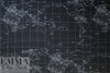 NY designer black/white world map cotton poplin