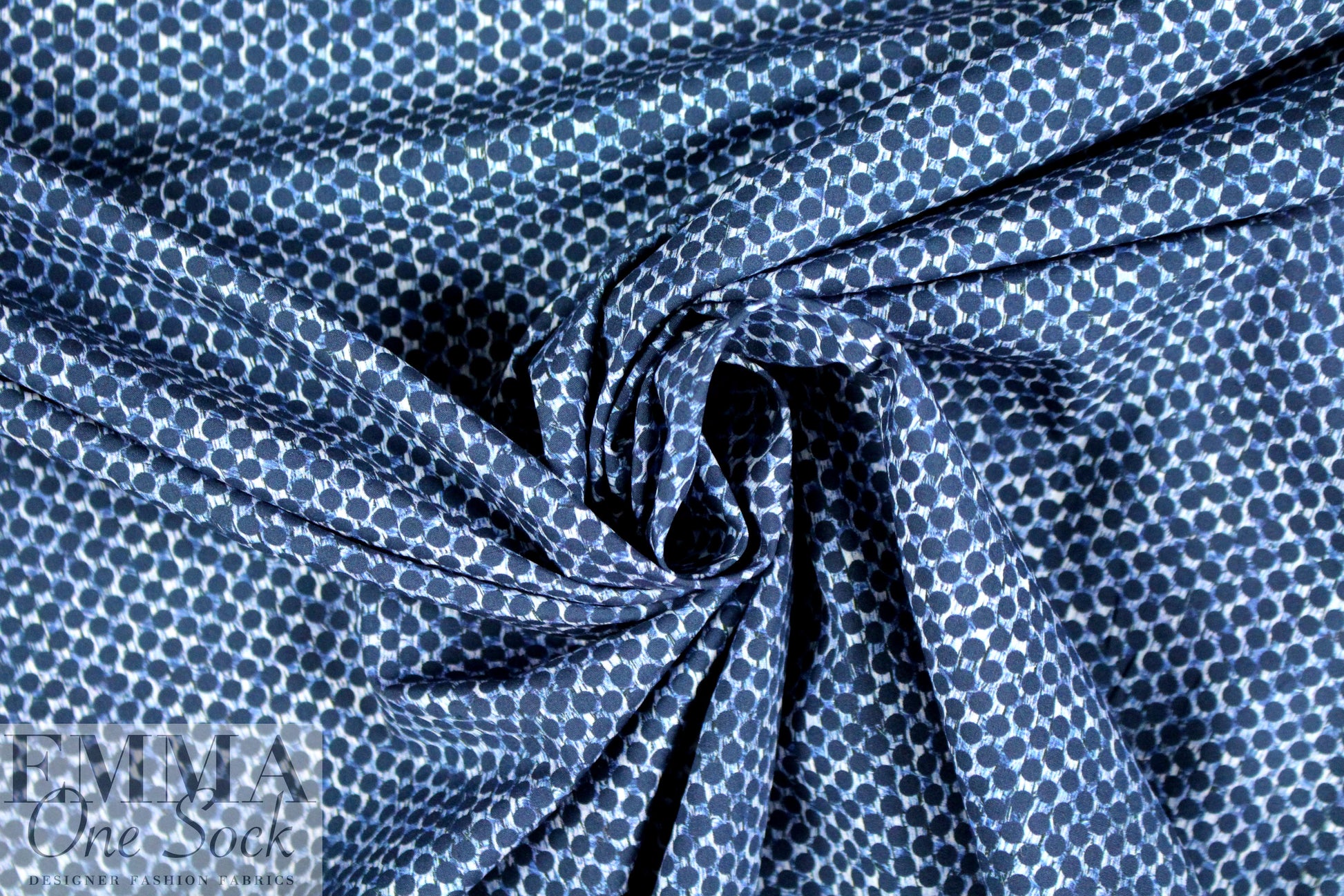 NY designer graphic dots cotton stretch woven