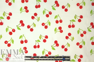 NY designer cherries cotton stretch shirting