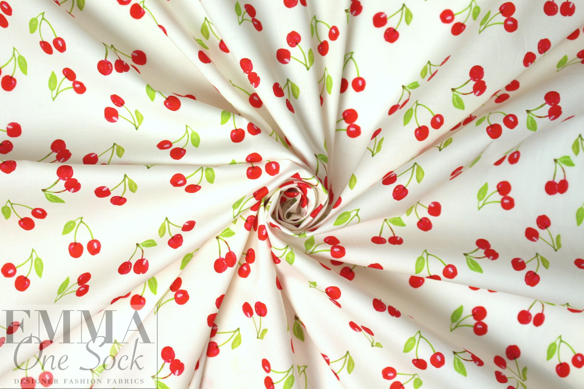 NY designer cherries cotton stretch shirting .875 yds