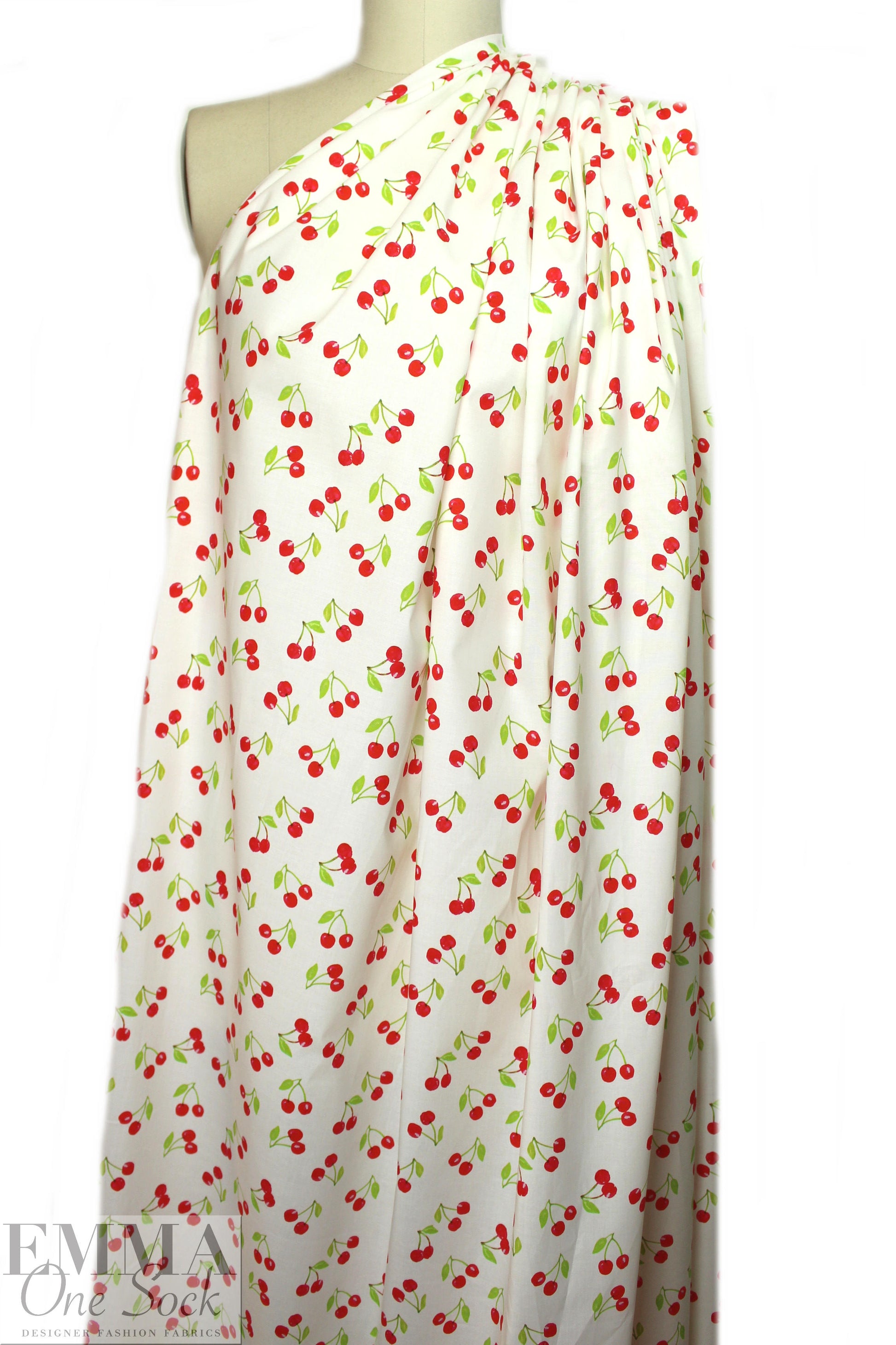 NY designer cherries cotton stretch shirting