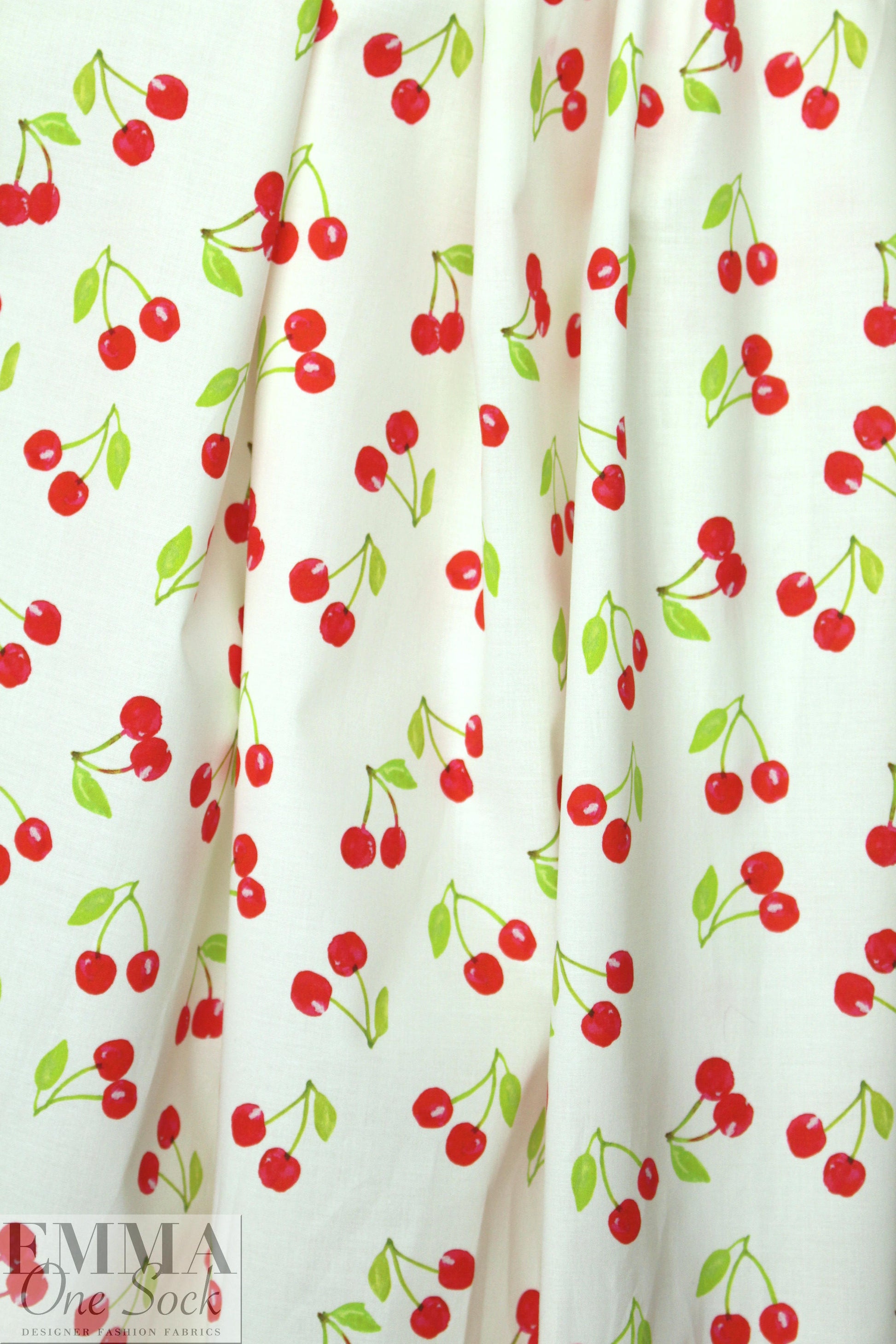 NY designer cherries cotton stretch shirting