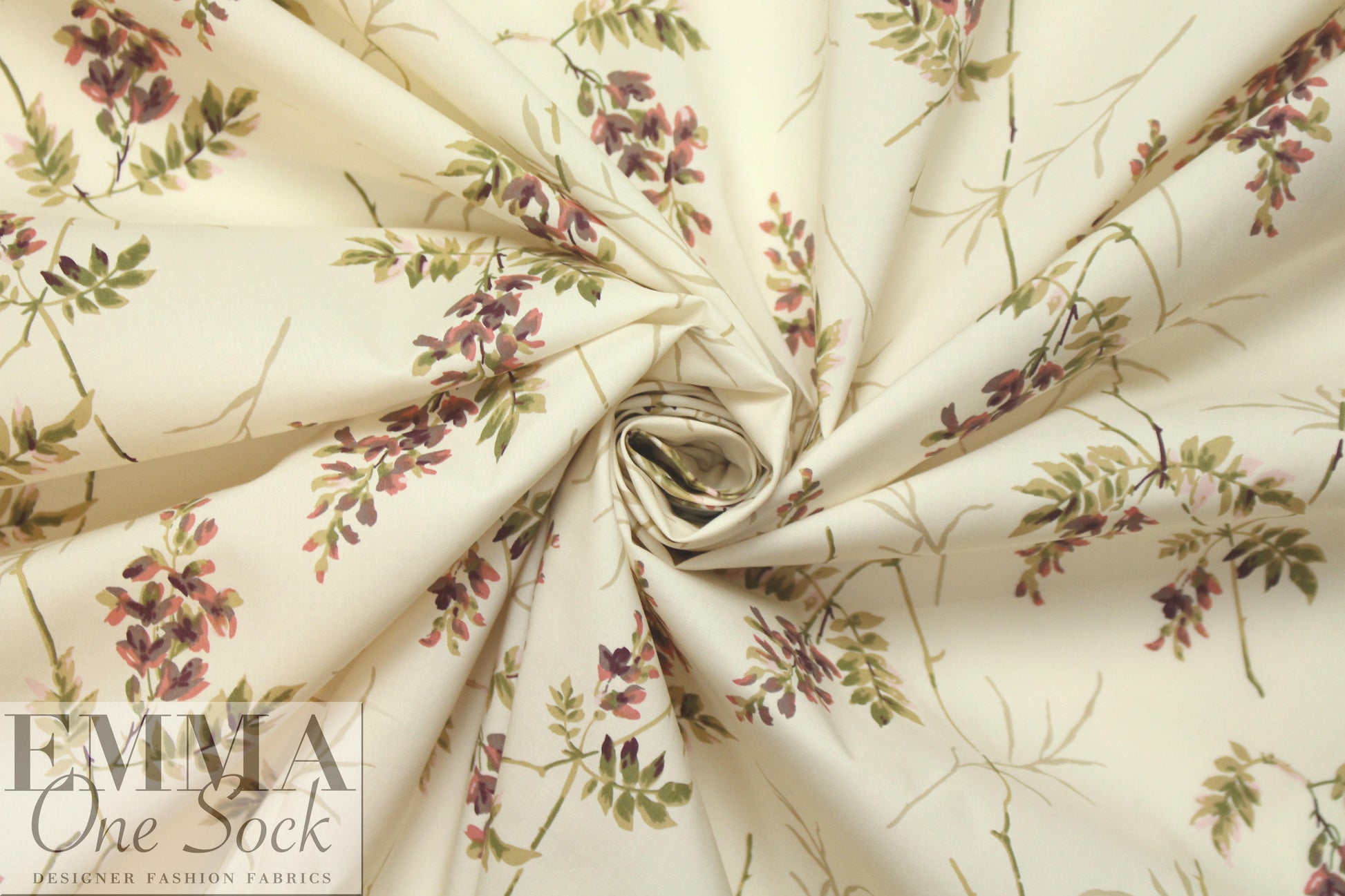 NY designer 'ivory flower' cotton stretch shirting .875 yds