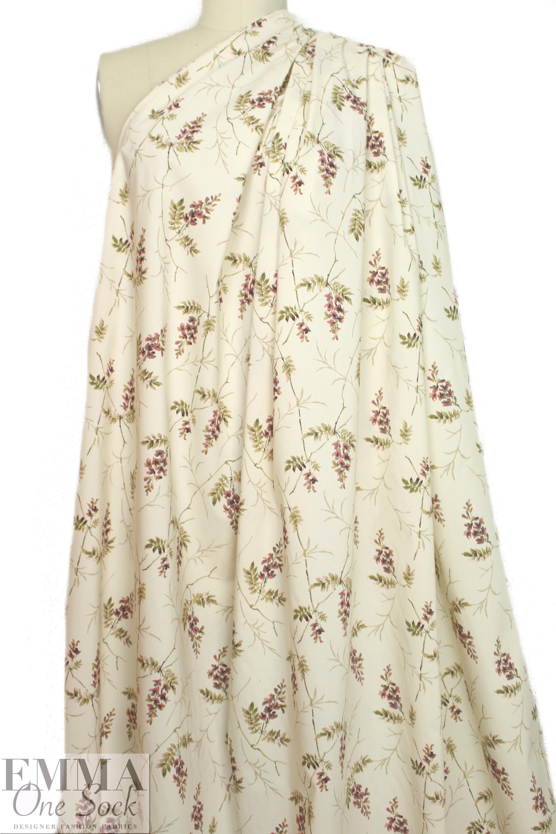 NY designer 'ivory flower' cotton stretch shirting