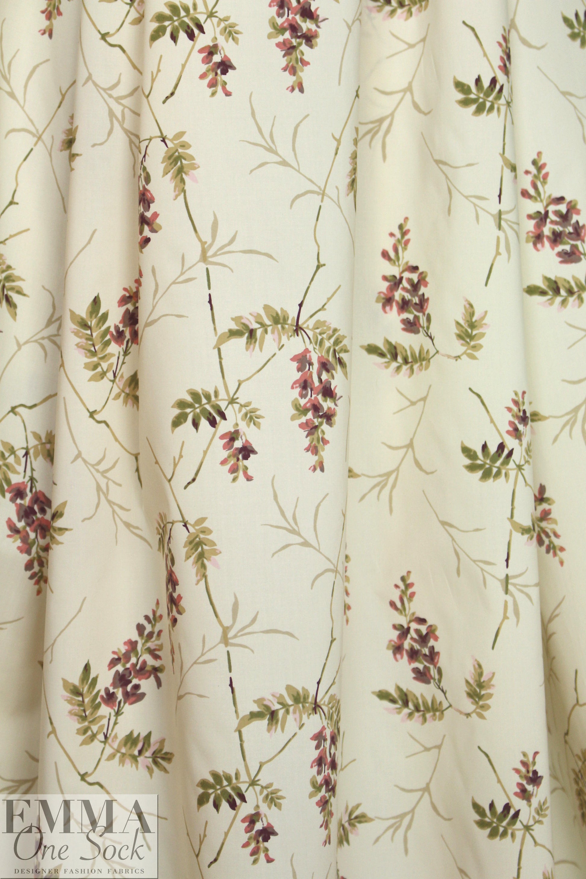 NY designer 'ivory flower' cotton stretch shirting
