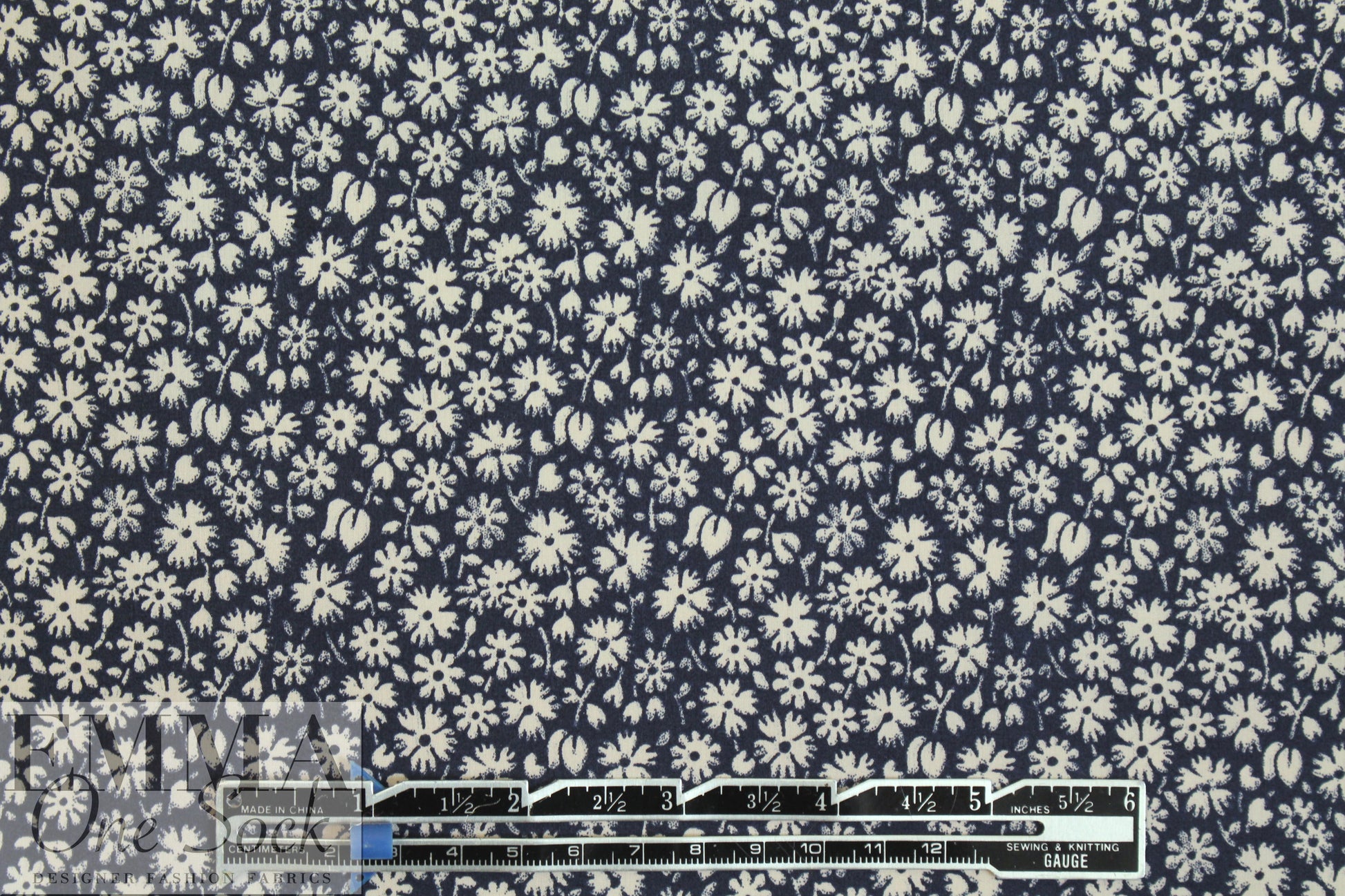 NY designer stone/midnight little floral cotton poplin