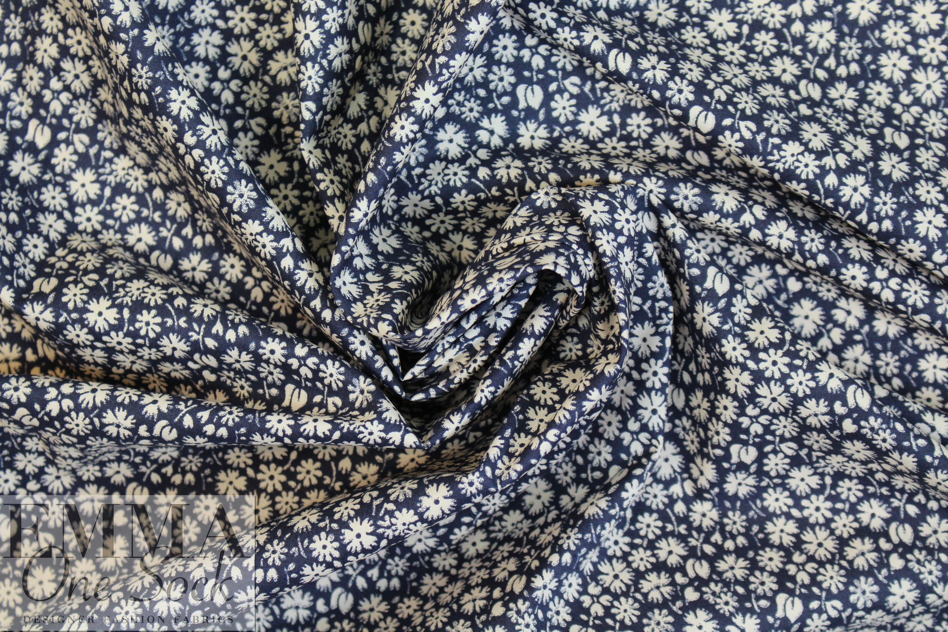 NY designer stone/midnight little floral cotton poplin