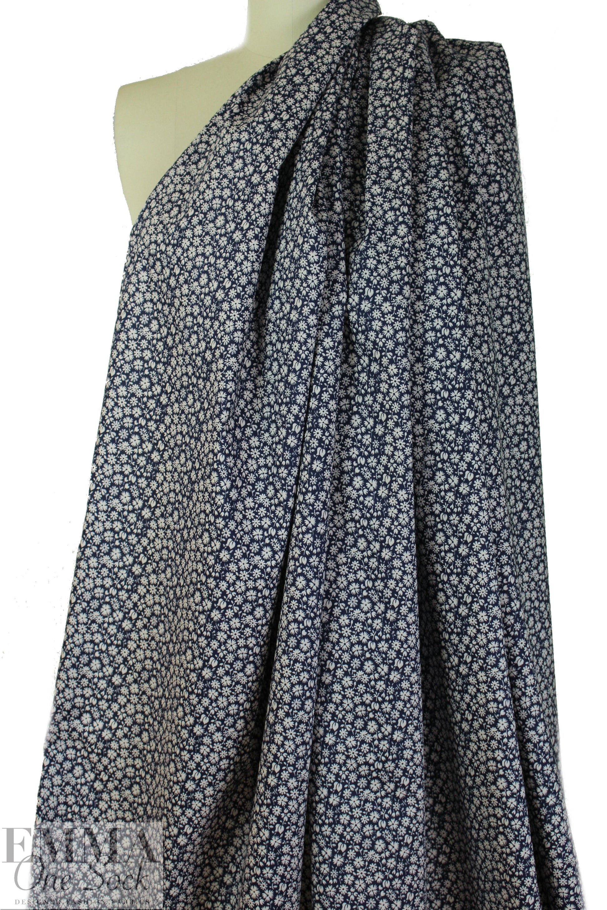 NY designer stone/midnight little floral cotton poplin