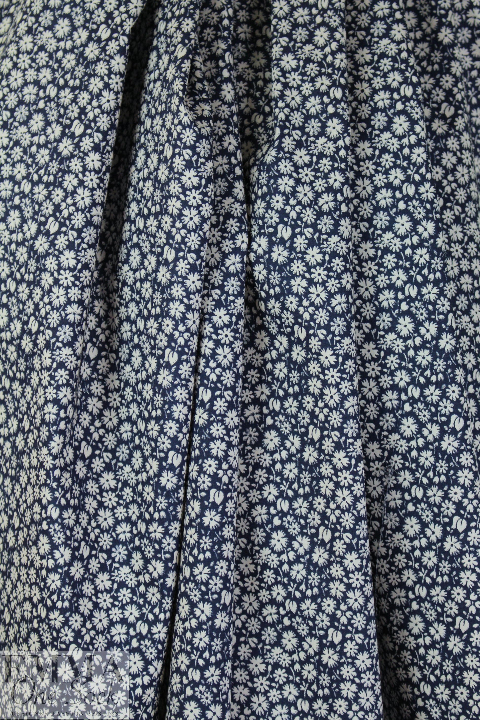 NY designer stone/midnight little floral cotton poplin