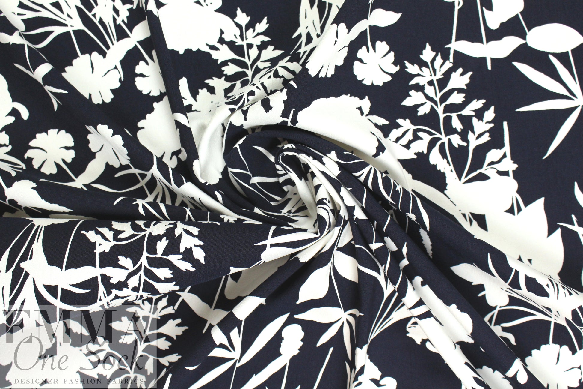 NY designer vertical stretch floral silhouette cotton woven