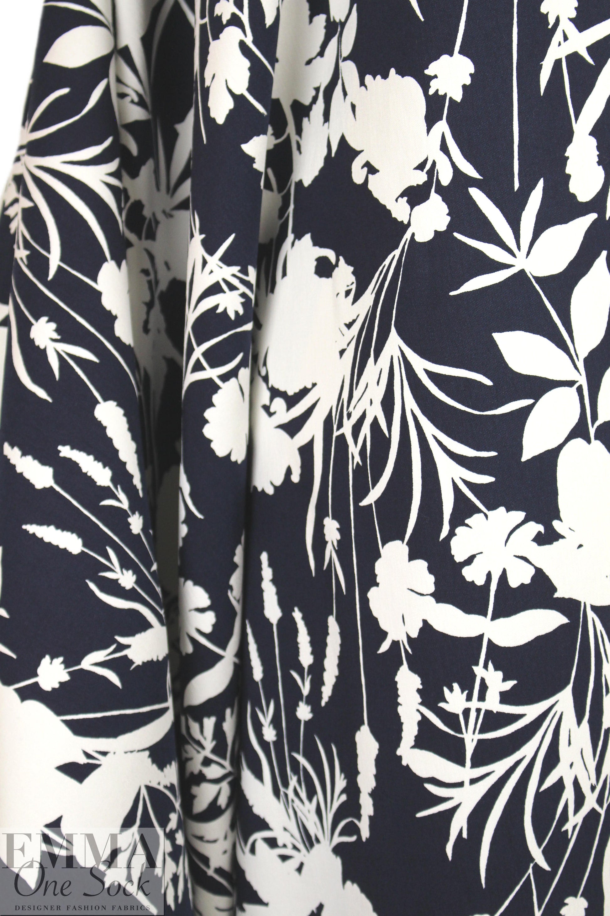 NY designer vertical stretch floral silhouette cotton woven