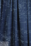 NY designer navy/silver world map cotton shirting