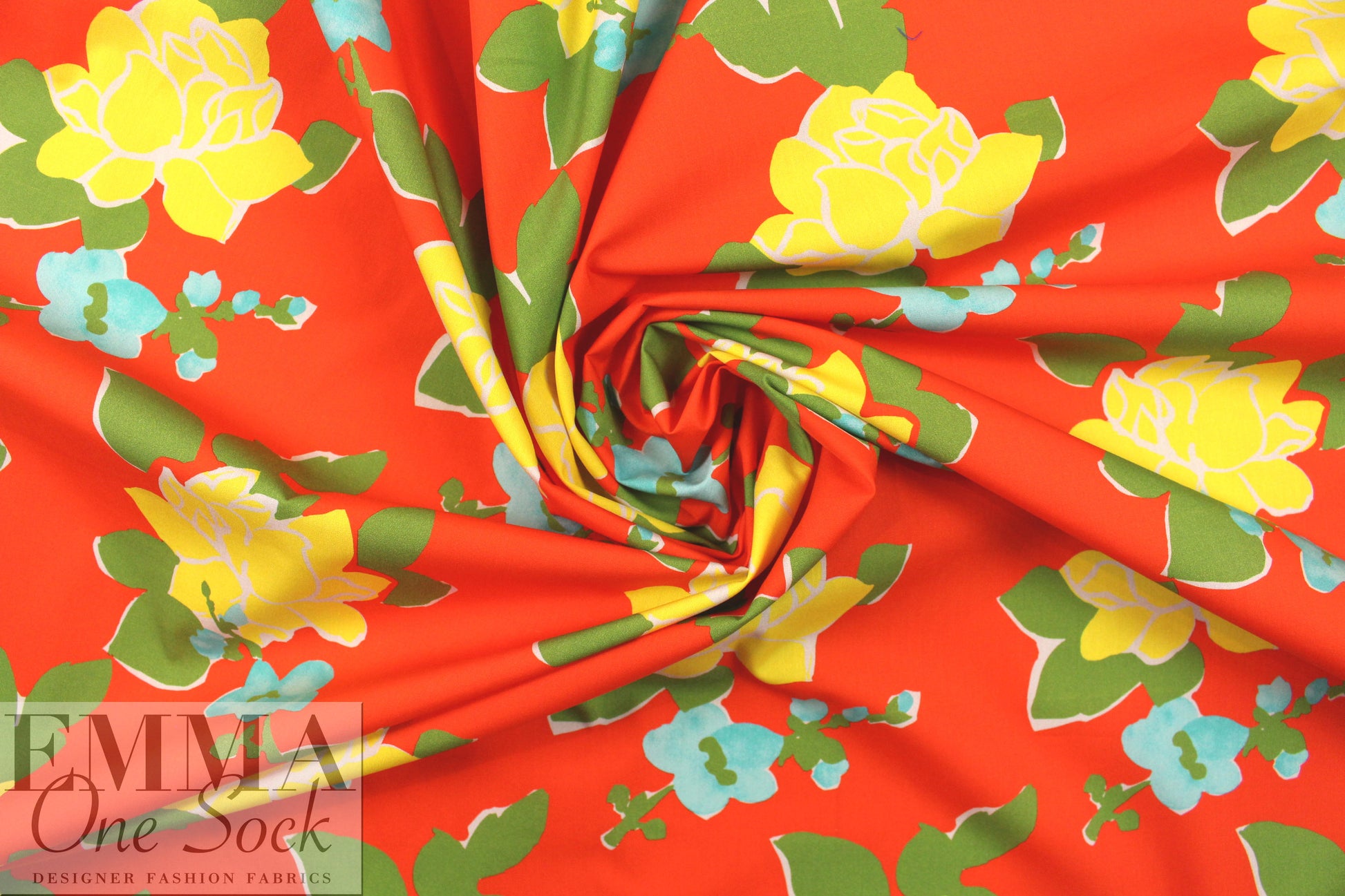 NY designer vivid stylized flowers cotton shirting