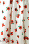 Caroline C0nstas cherry red flowers cotton stretch woven