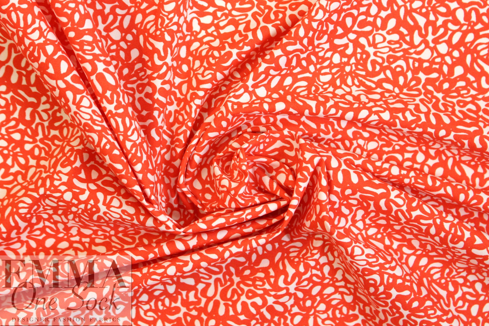 NY designer red/white squiggles cotton stretch poplin 2 yds