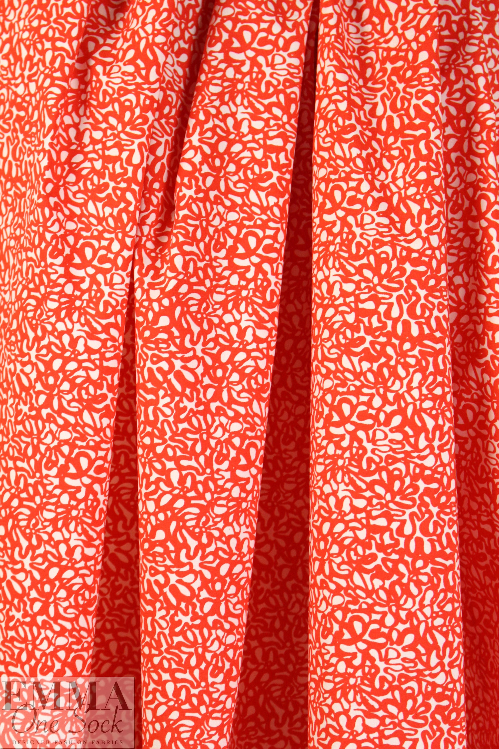 NY designer red/white squiggles cotton stretch poplin 2 yds