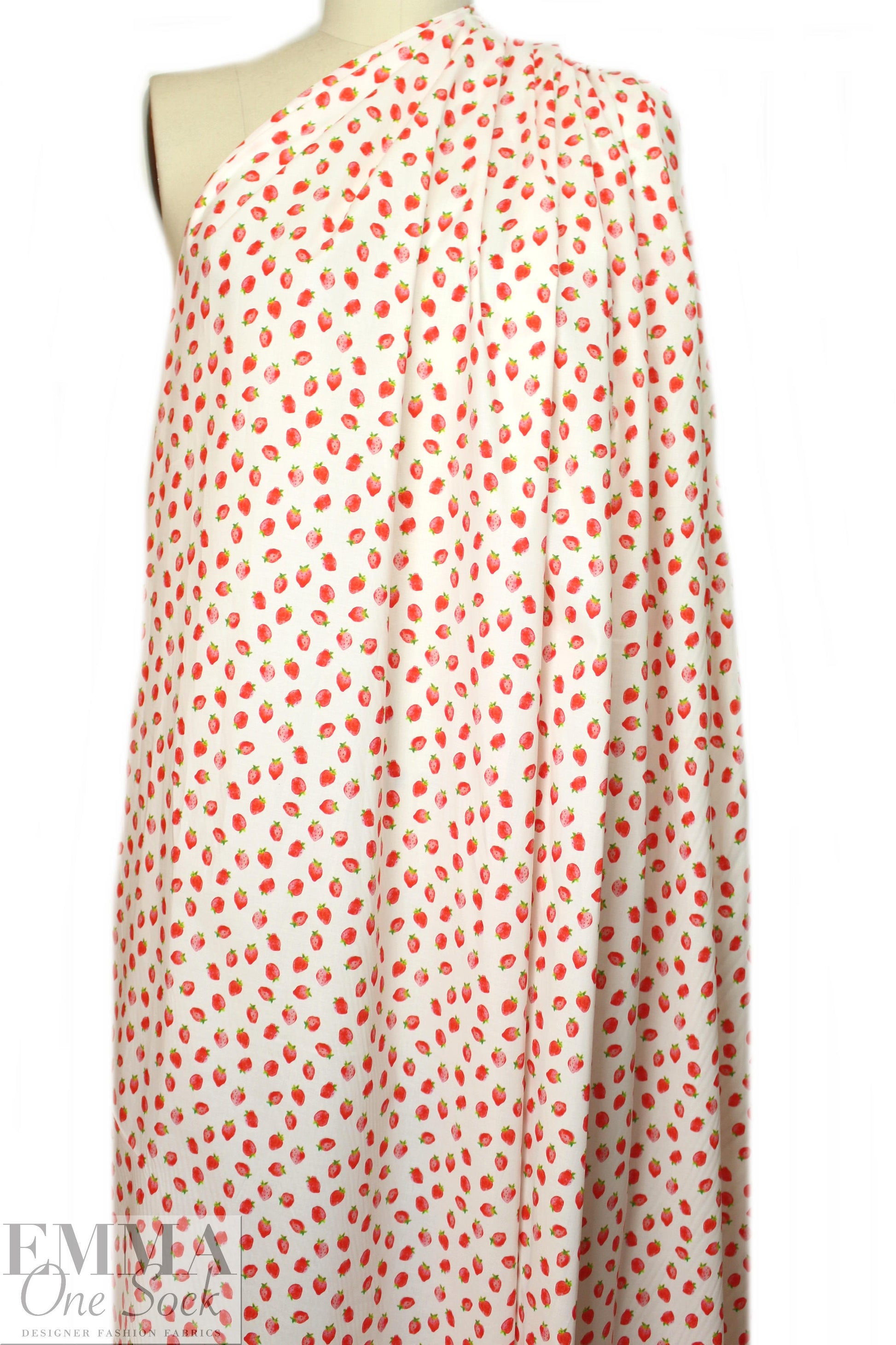 NY designer strawberries cotton stretch shirting 1.66 yds