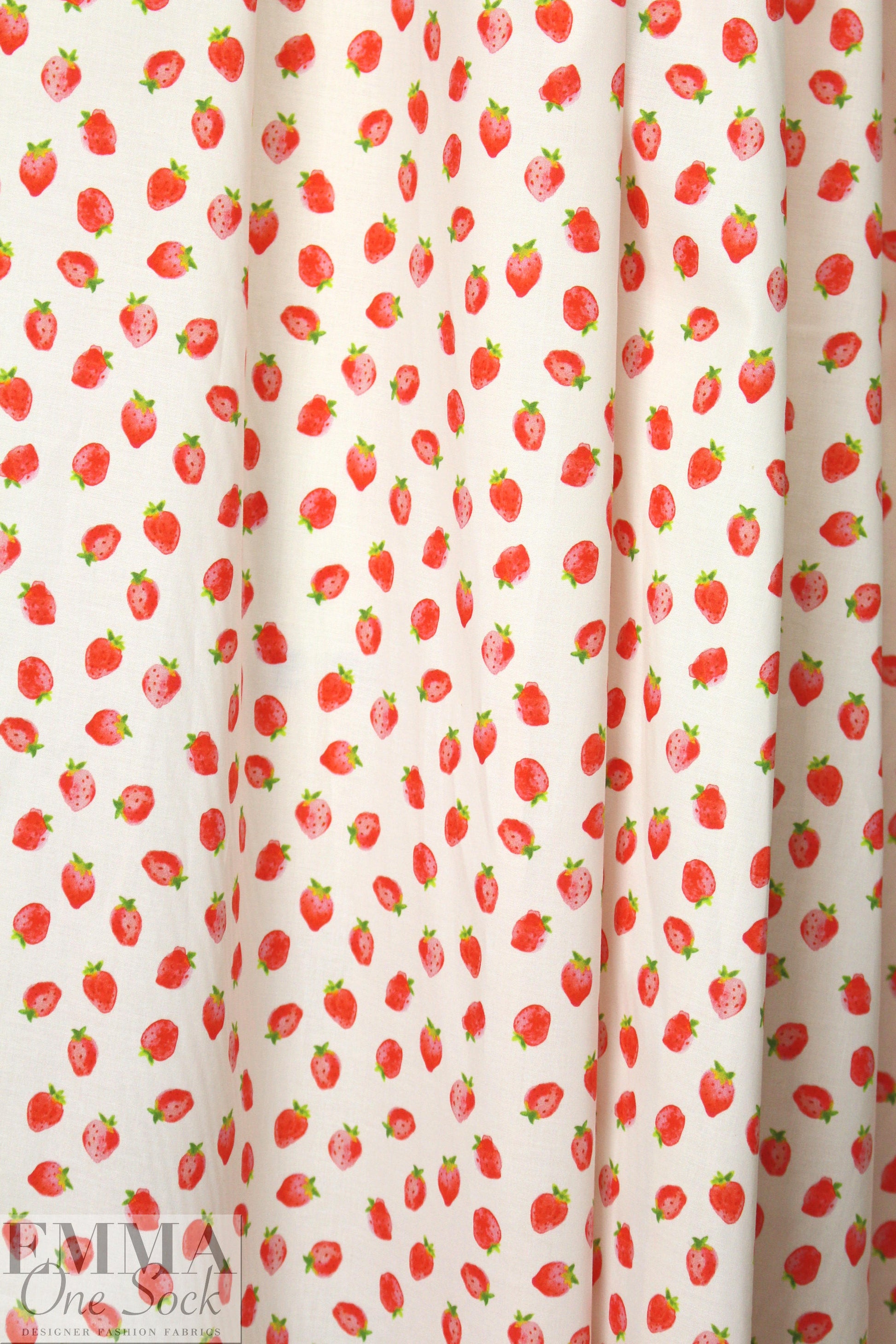 NY designer strawberries cotton stretch shirting 1.66 yds