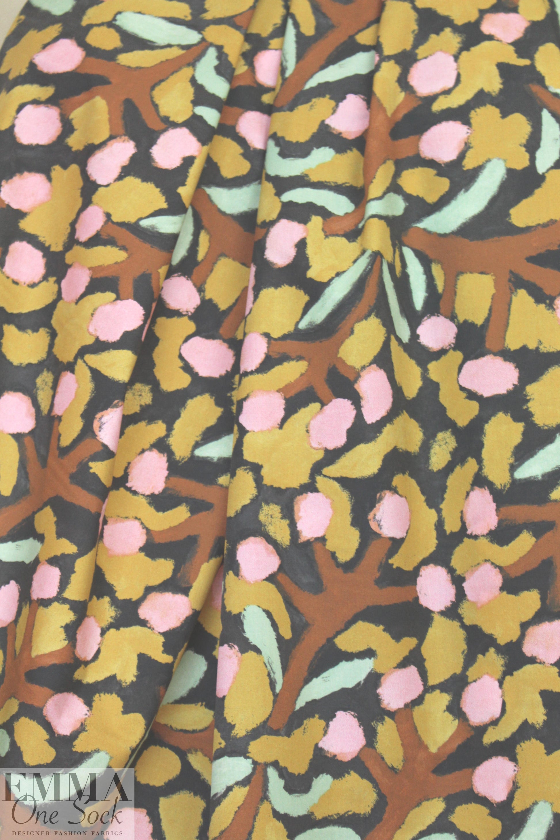 Mi11y dijon/pink/mint blooming graphic cotton shirting