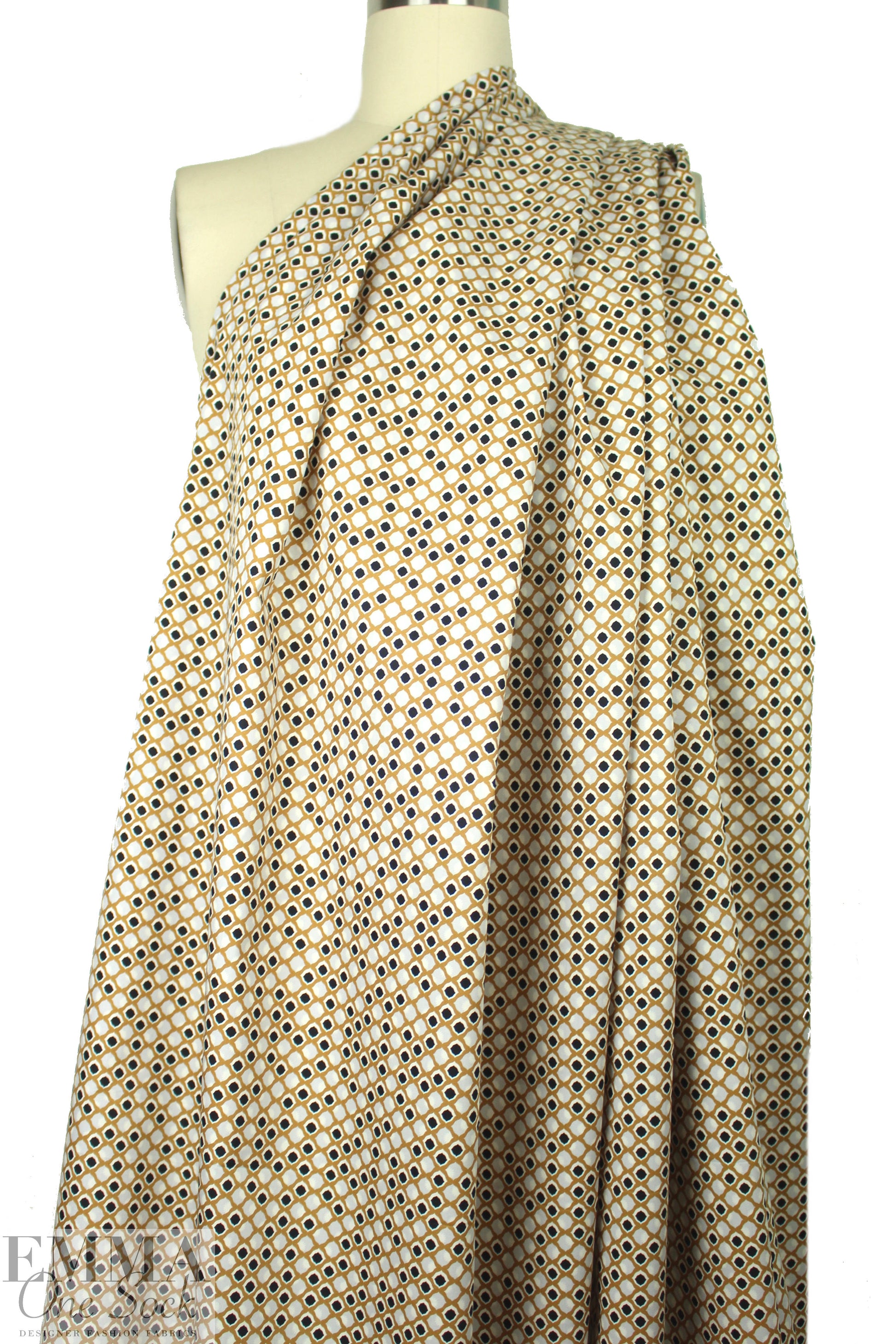 NY designer caramel/black/gray cotton shirting
