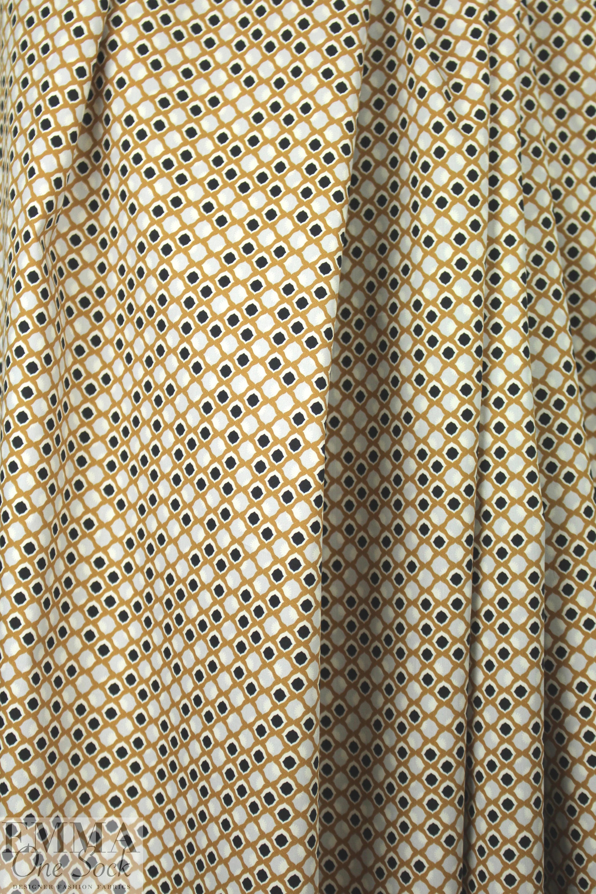 NY designer caramel/black/gray cotton shirting