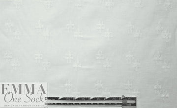 NY designer crosshatch embroidered white cotton woven