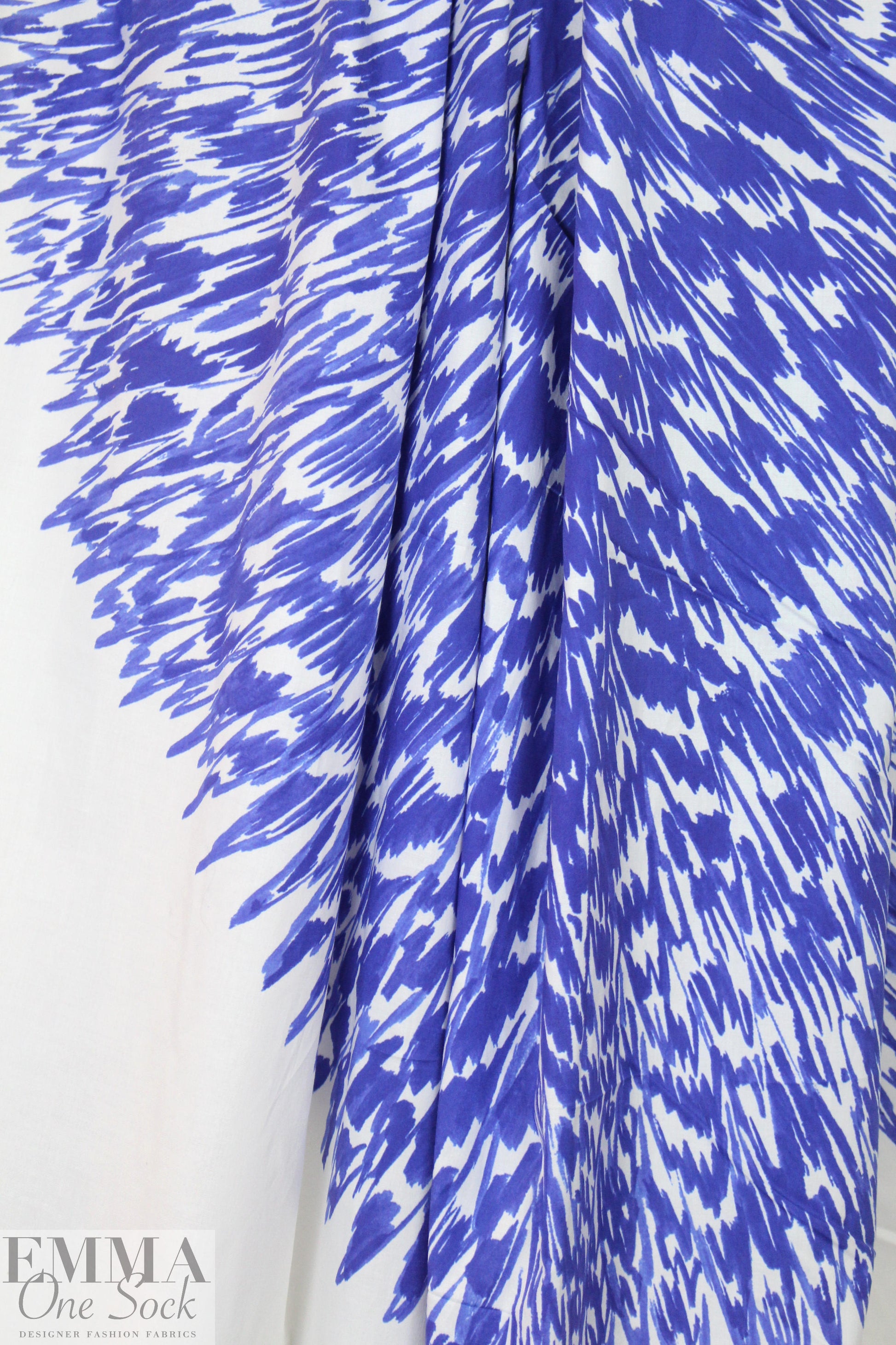 Mi11y cobalt/white scribble cotton/spandex shirting