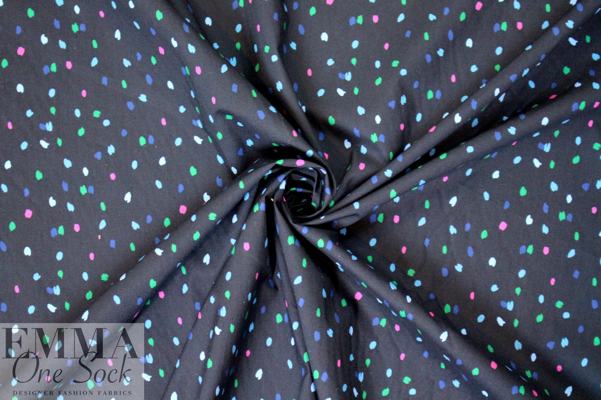 Mi11y midnight dots cotton shirting