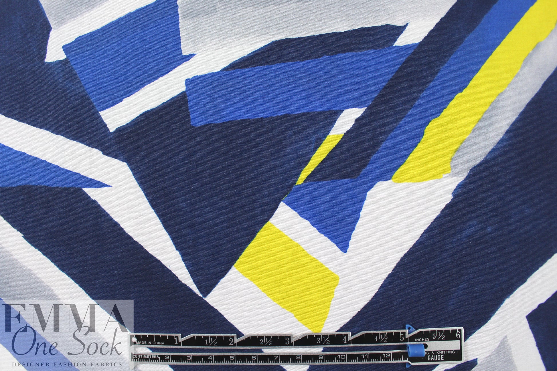 Mi11y yellow/blue cubist cotton/spandex shirting