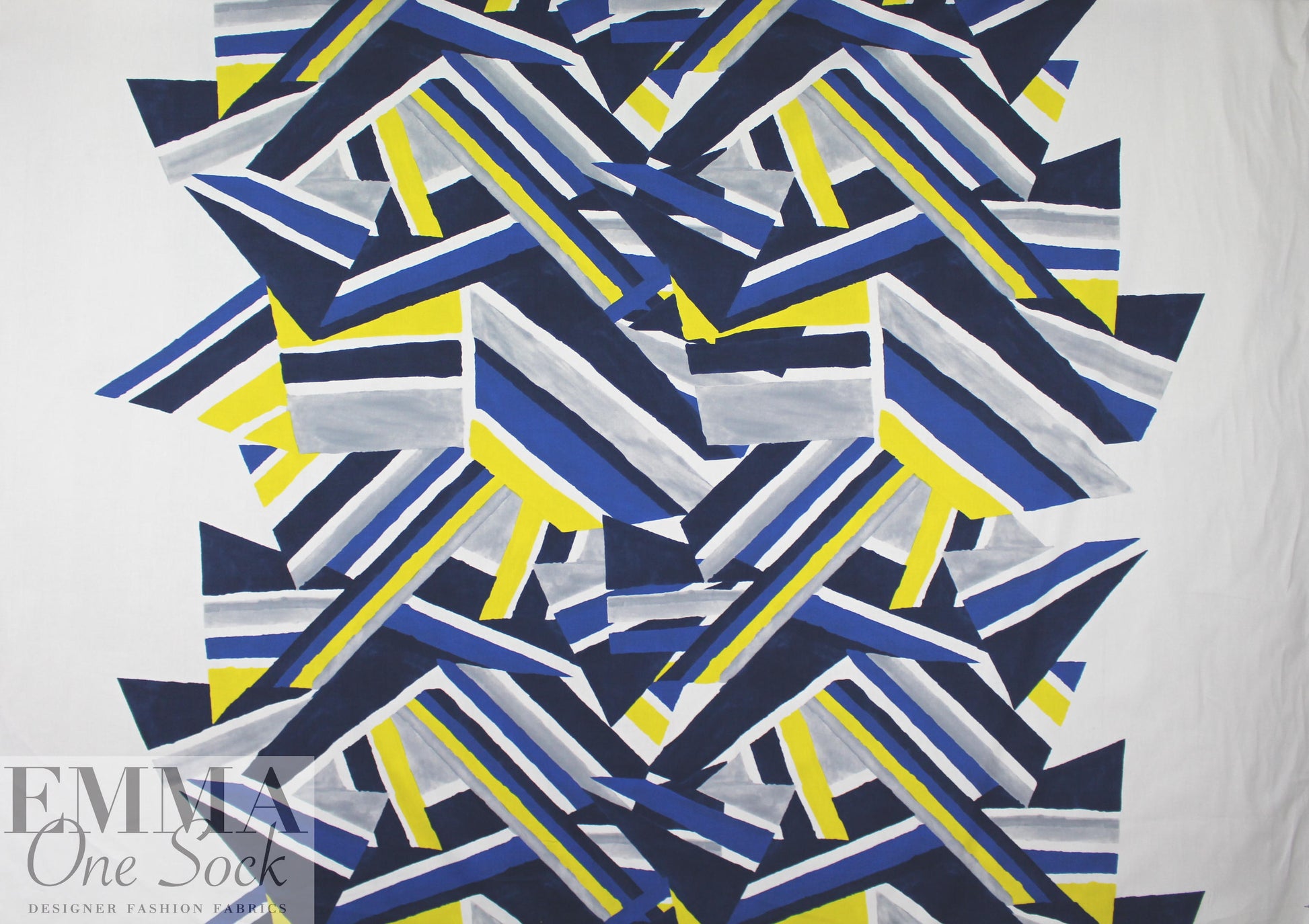 Mi11y yellow/blue cubist cotton/spandex shirting