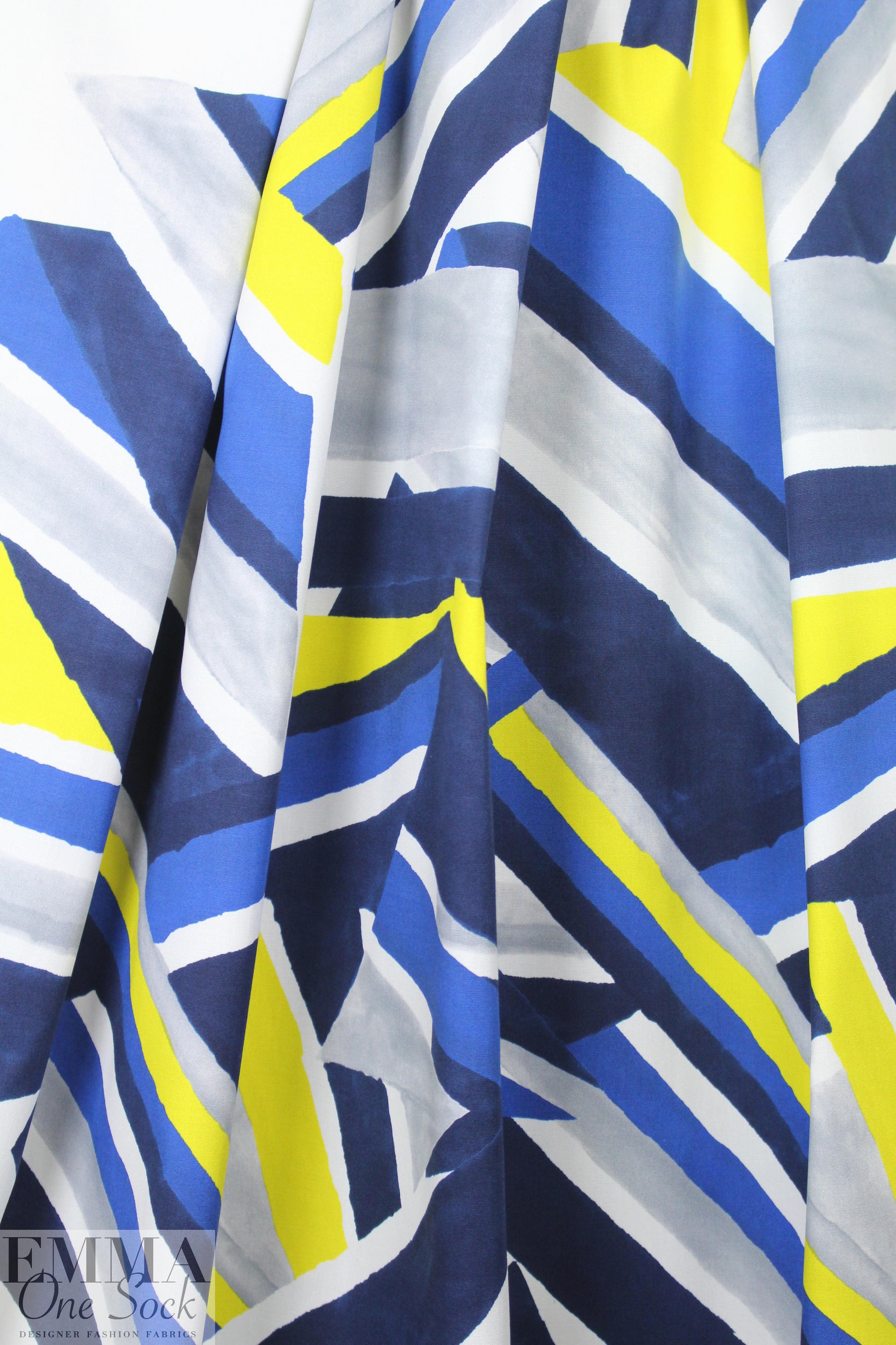 Mi11y yellow/blue cubist cotton/spandex shirting