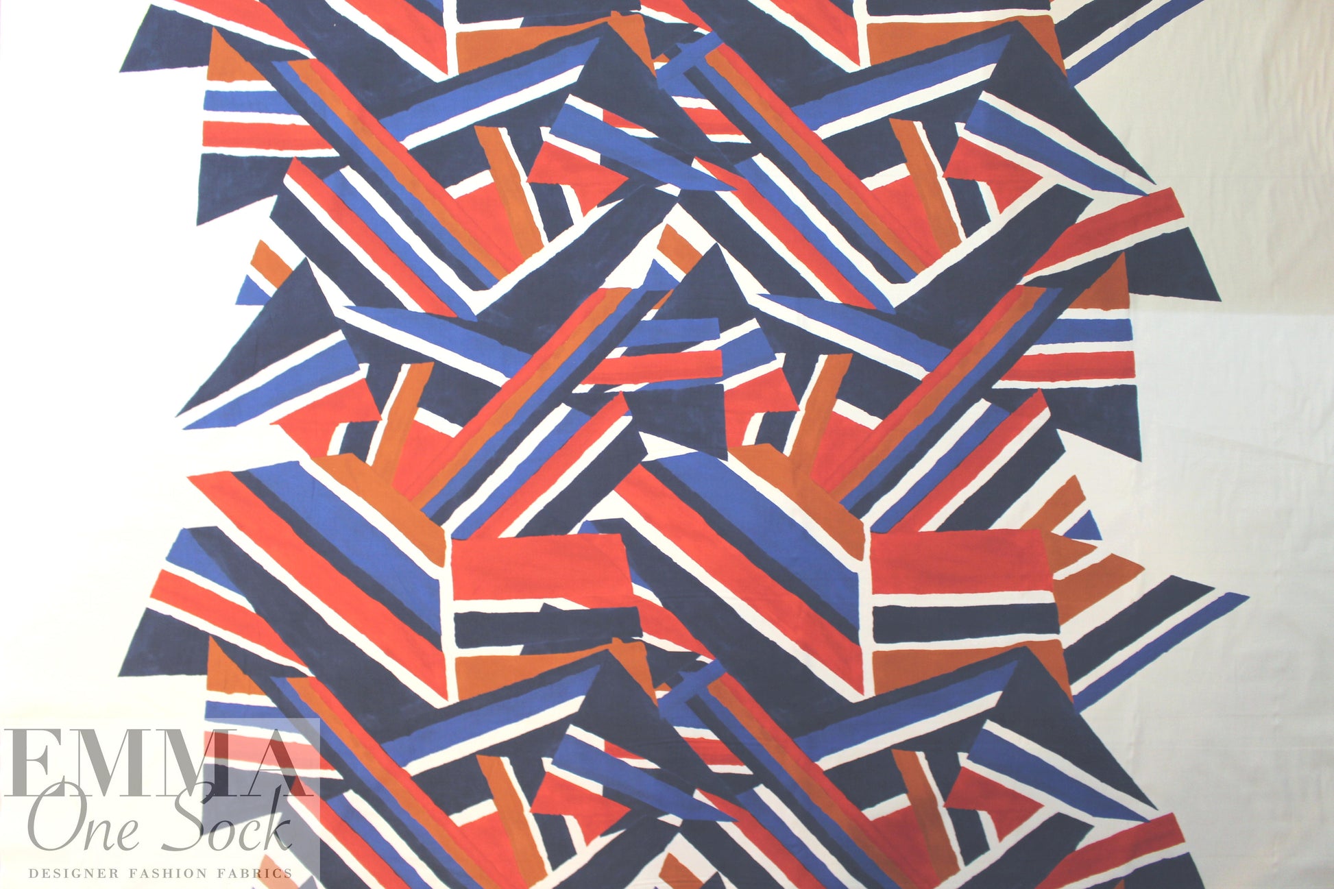 Mi11y red/blue cubist cotton/spandex shirting 1.875 yd