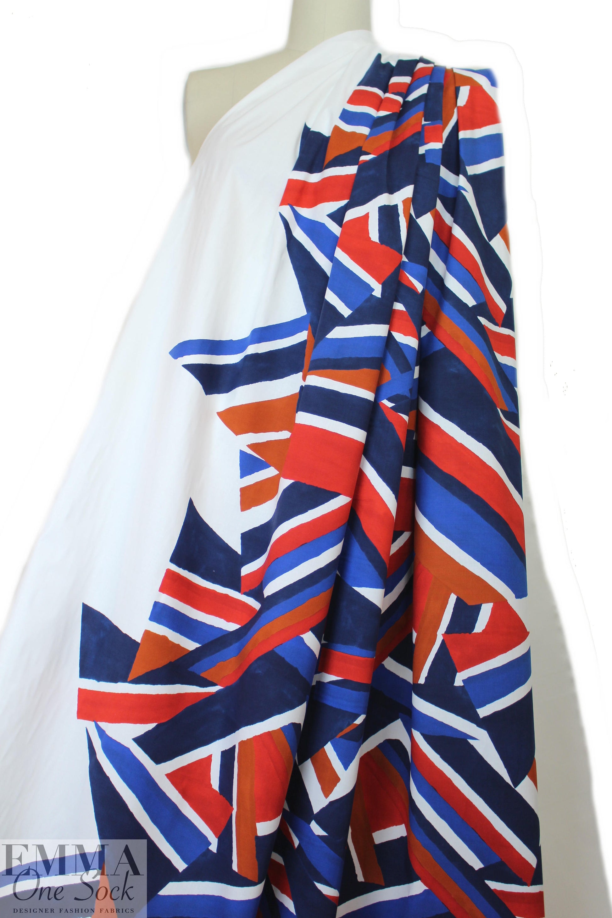 Mi11y red/blue cubist cotton/spandex shirting