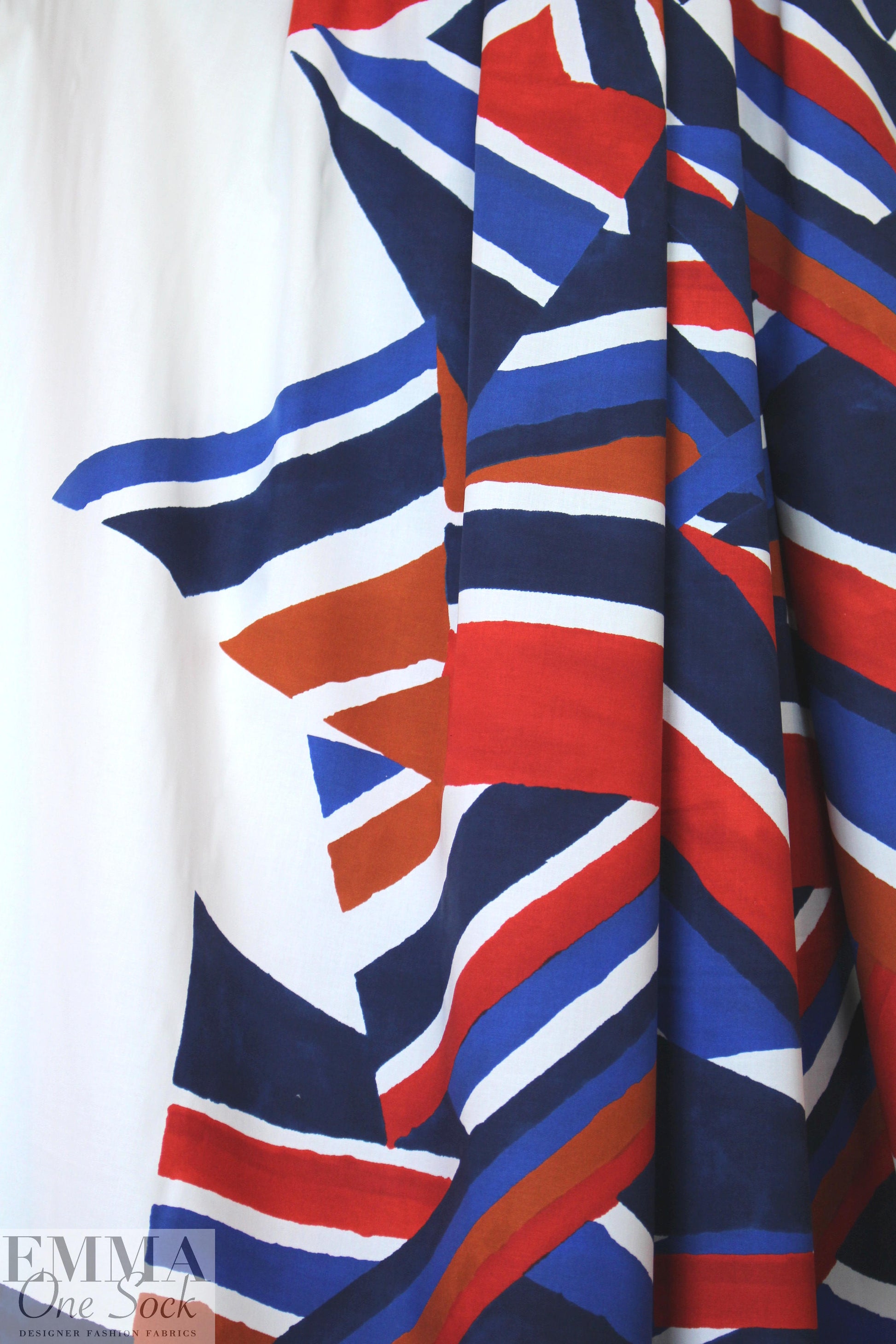Mi11y red/blue cubist cotton/spandex shirting