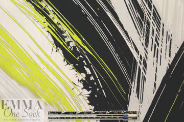 Mi11y lime/black abstract cotton/spandex shirting