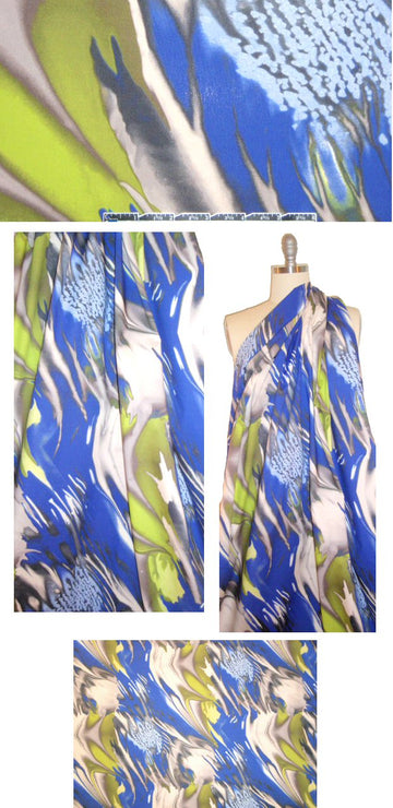Italian 'blue surf' abstract cotton stretch shirting